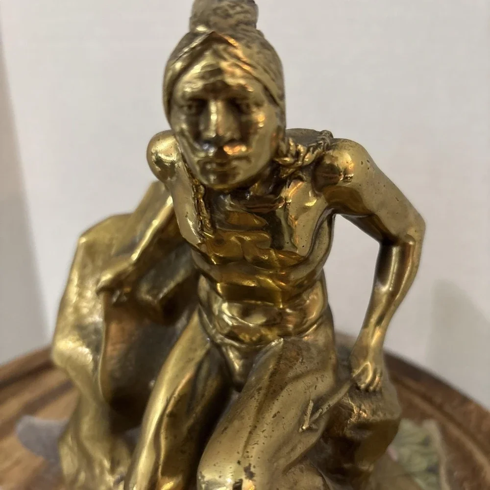 Heavy VTG 1900s Solid Brass Native American Indian Scout Bookend‎ Door Stop